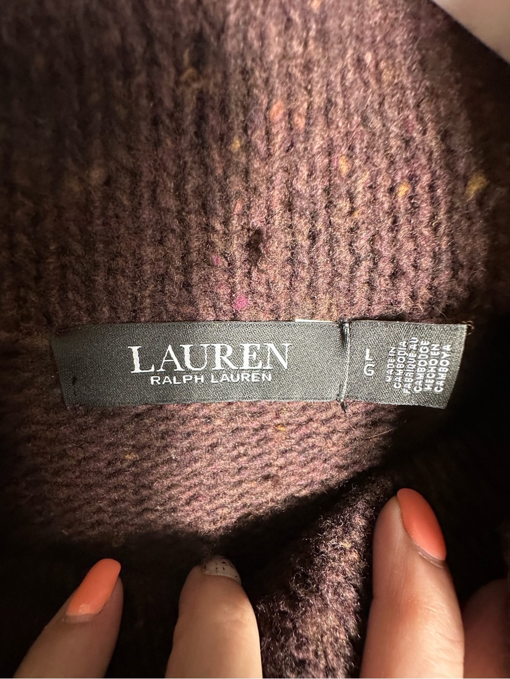 RALPH LAUREN | Brown Wool Blend Turtleneck Aran Knit Size Large - Picture 12 of 17